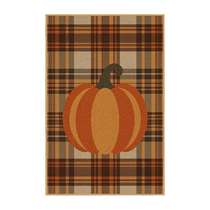 Soft Plush Eslinger Halloween Modern & Contemporary Abstract Area Rug in Brown – LightBrown Binding, 7x10