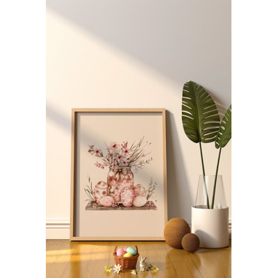 Élégante peinture décorative encadrée de Pâques, 13,0 x 18,9 pouces | Cadre 100% bois massif (épaisseur: 0,8 pouce) et œuvre d'art en panneau de fibres à densité moyenne 100% (épaisseur: 0,1 pouce) | Impression numérique époustouflante pour la décoration intérieure et le charme saisonnier