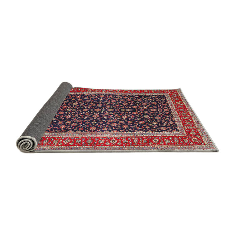 Tapis floral rouge / noir en laine, Rond 6 pi