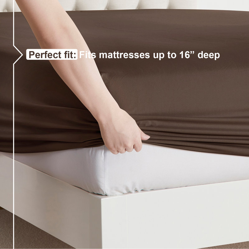  Ensemble de draps double brossé de luxe pour hôtel avec draps et taies d'oreiller très doux, Drap pour lit simple