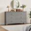 Commode cannelée 54 po à 6 tiroirs - Armoire de rangement moderne en bois-1976804264