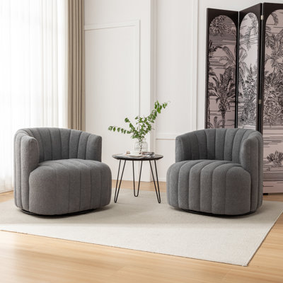 Bryonie Upholstered Swivel Barrel Chair