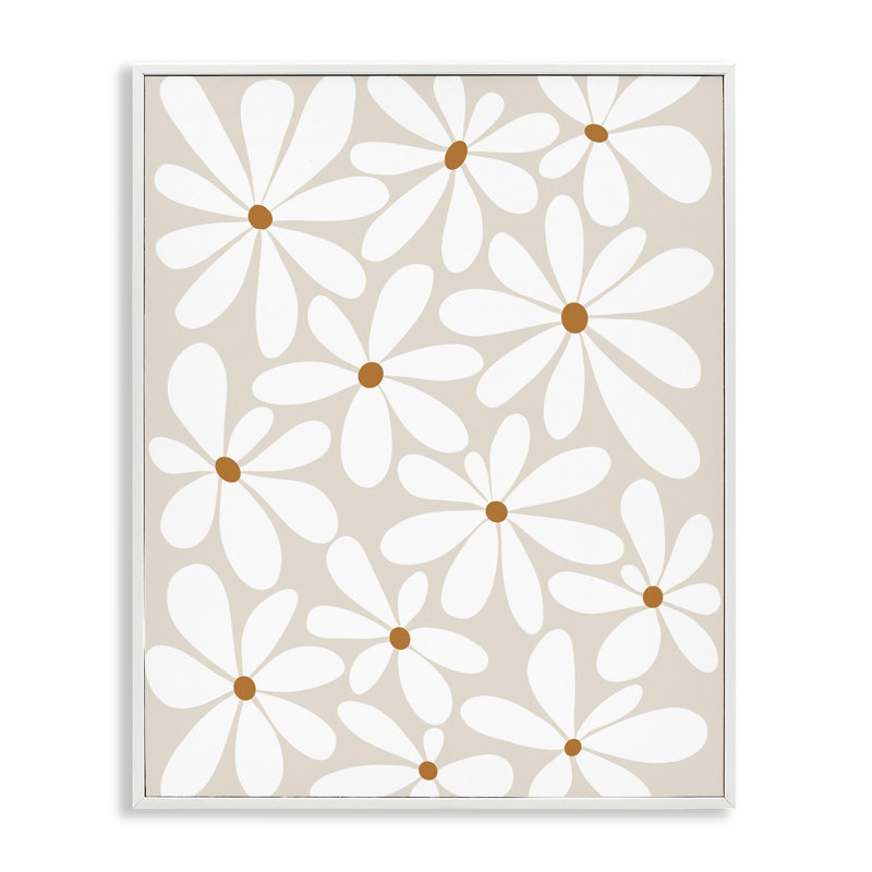 «Beige & White Daisies», estampe numérique, design par Susan Ball, Encadrement giclée blanc côtier, H 30 po x l 24 po
