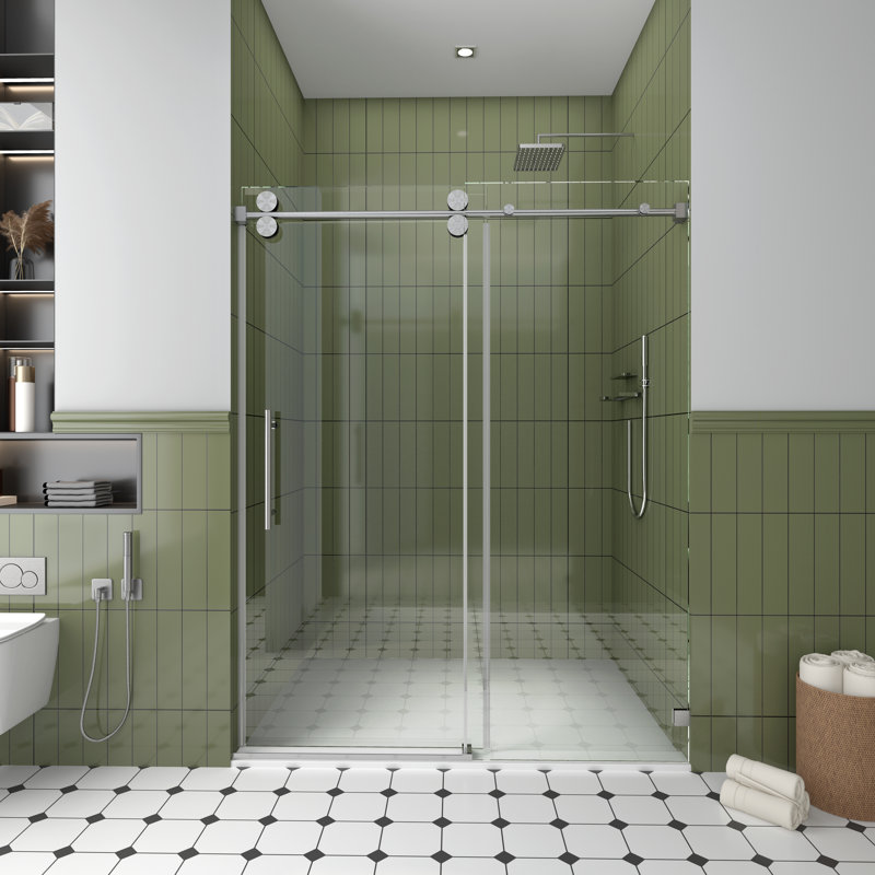 Poignée de porte de douche ronde de 8 po - barre de traction en acier inoxydable dos à dos, s'adapte à une épaisseur de verre de 1/4 po à 1/2 po