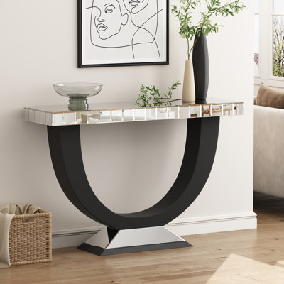 120cm Mirrored Glass Console Table