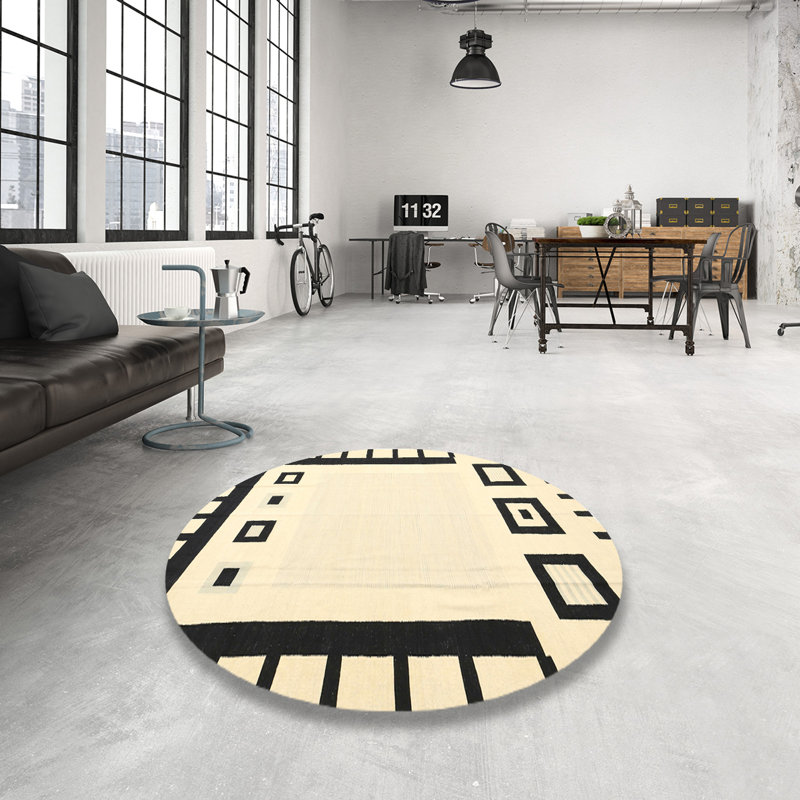 Surface beige contemporaine tapis, Rond 6 pi