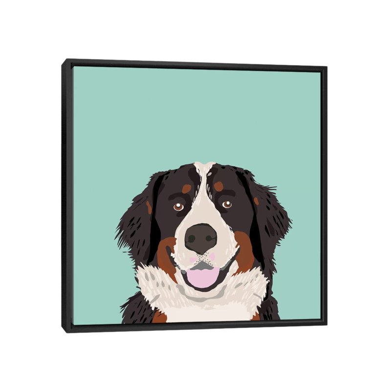 Bernese Mountain Dog, impression sur toile tendue, H 18 po x l 18 po x P 1,5 po, Toile avec cadre noir, Pas de tapis