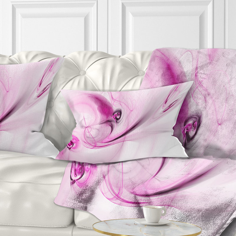 Spirale nébuleuse espace magenta - coussin abstrait imprimé, Rectangulaire, Mauve, 12 po x 20 po