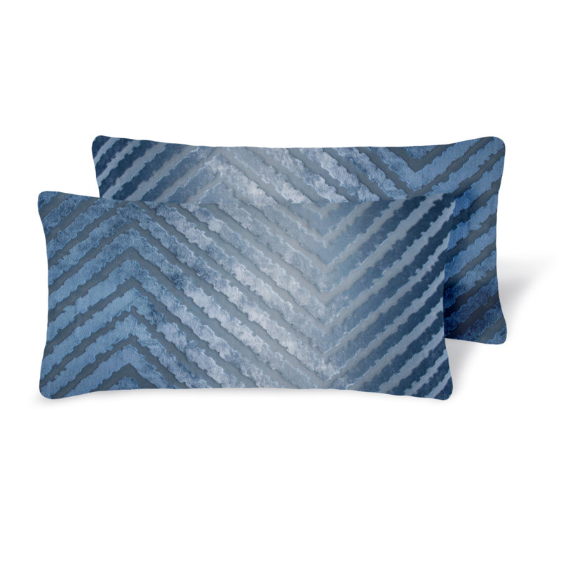  Rectangular Velvet Pillow Cover & Insert, Denim