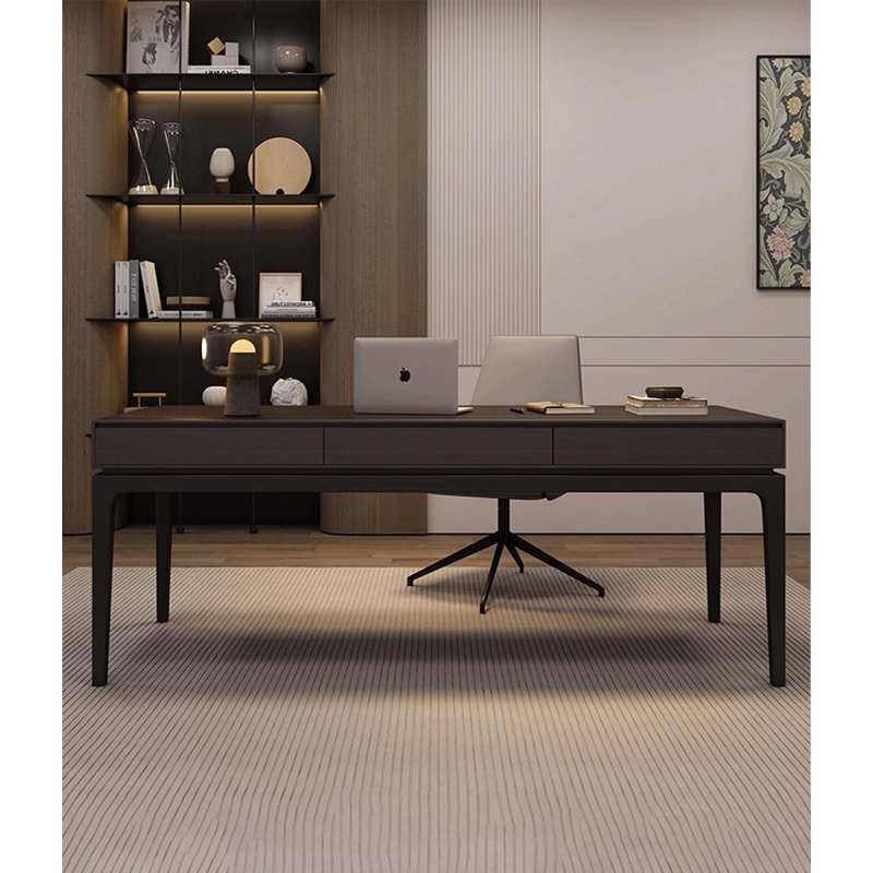 Bureau en bois massif clair et luxueux, 29.53" H x 70.87" W x 27.56" D