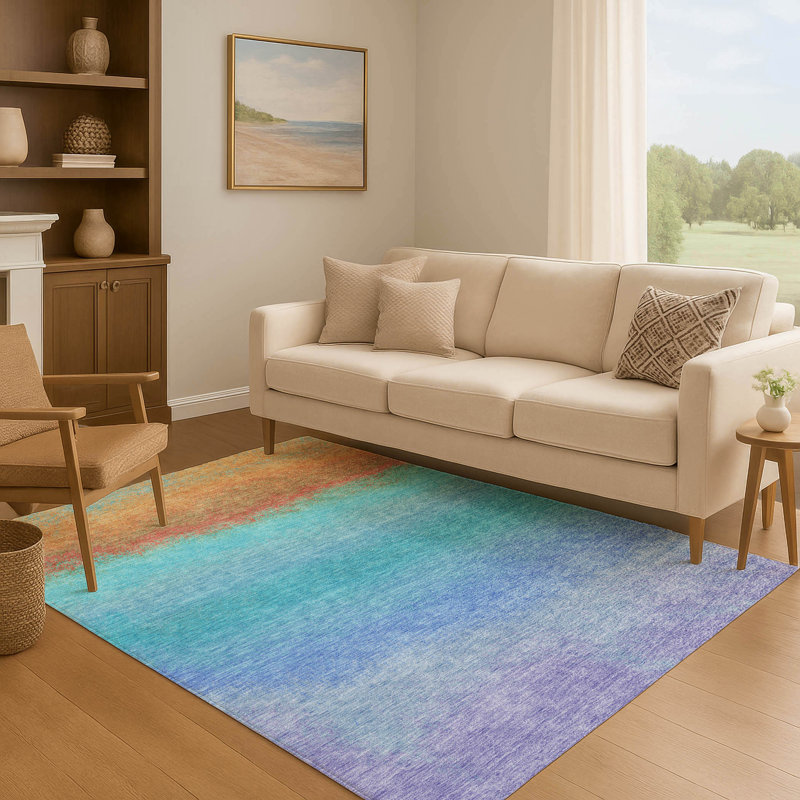 Premium Machine Washable Ariel Ombre Rug, Rectangle 9' x 12'