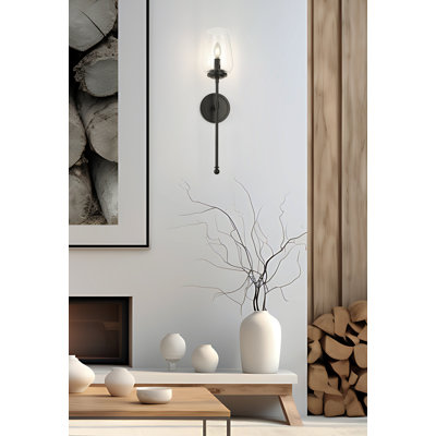 Dominique 25.25 inch Matte Black 1 Light Wall Sconce