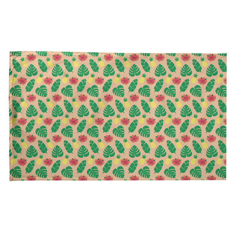 Torchon à motif tropical, Polyester sergé, Taupe