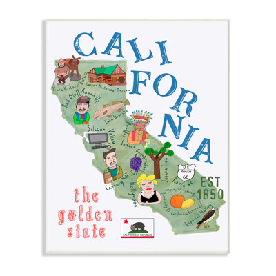 Elleen California the Golden State Illustrated Map Kids Wall Décor