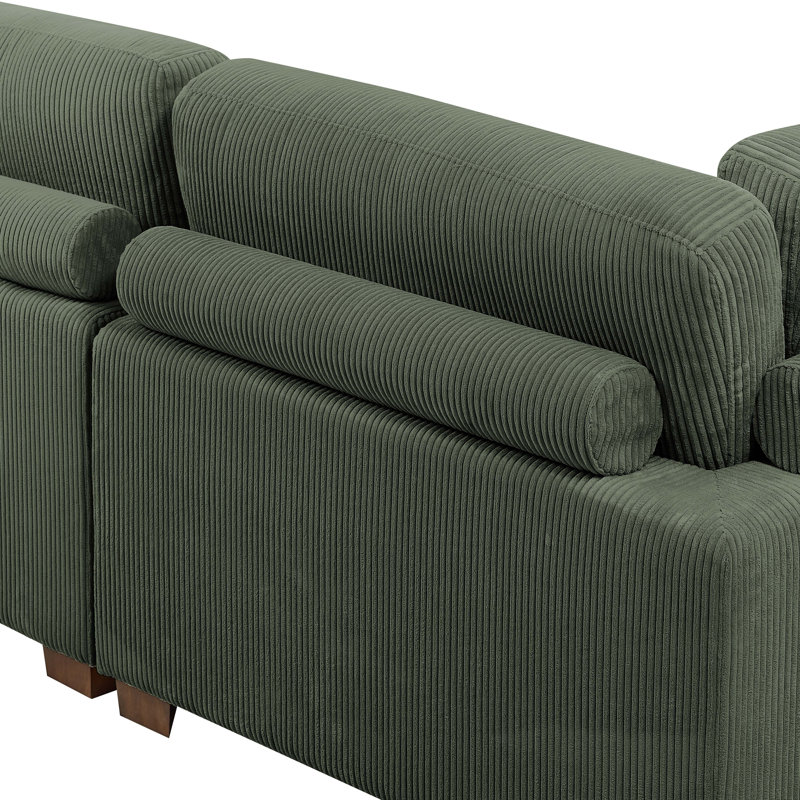 Azuri 7 - Piece Upholstered Sectional, Green Corduroy