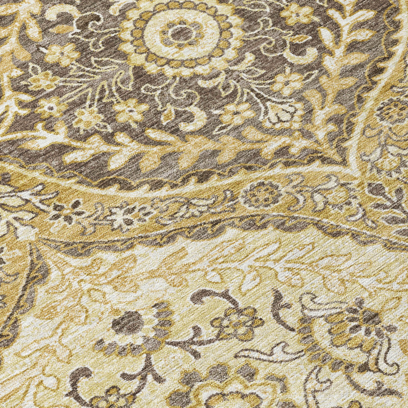 Machine Washable Indoor/Outdoor Chantille ACN2698 Global Rug, Gold, 5' x 7'6"
