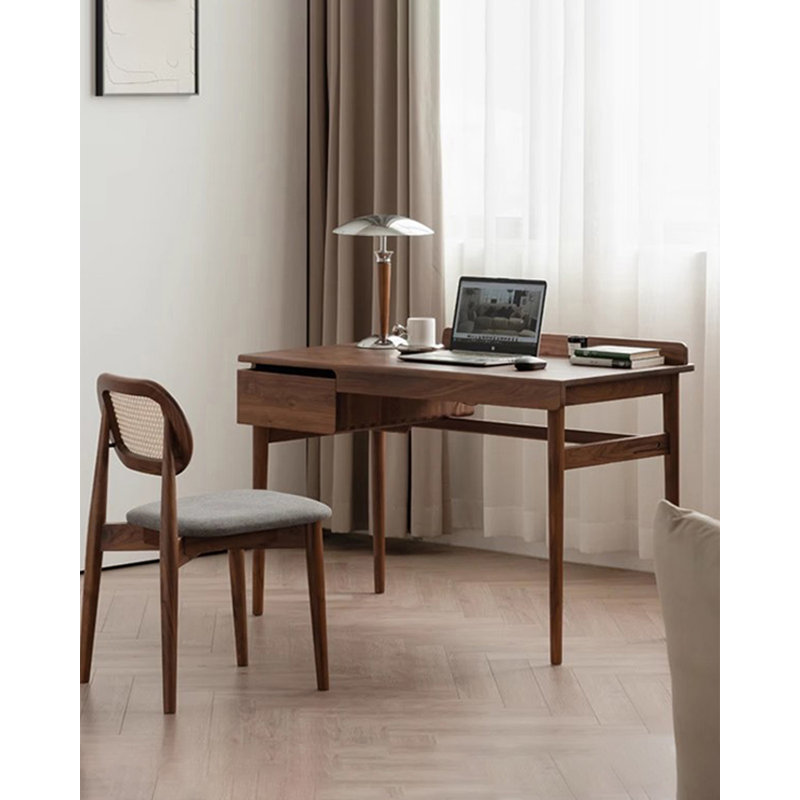 Bureau en bois massif avec cloison Wabi-Sabi, Noyer, H 29,53 po x l 47,24 po x P 23,62 po