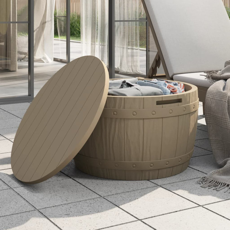 33.5 Gallons Water Resistant Polypropylene Deck Box, Light Brown