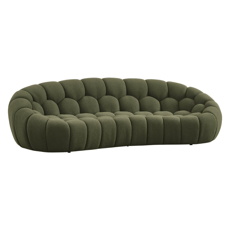 Blodget - Canapé moderne incurvé en tissu bleu sarcelle foncé, Vert foncé, 28.7" H x 104.7" W x 45.3" D