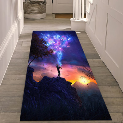 Vibrant Floral Design Non Woven Thin Type Printed Rug Perfect for Adding a Touch of Natural Beauty to Your Home Decor