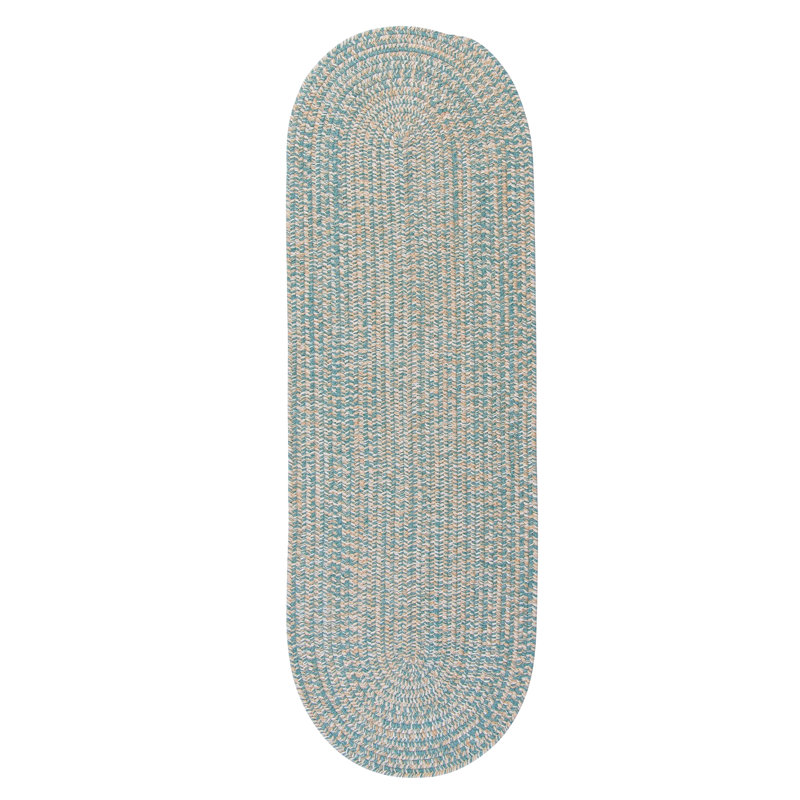 Bristow Wool Blend Reversible Area Rug - Teal, Oval 2' x 7'