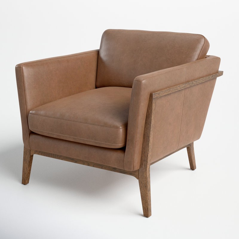 Kenia Upholstered Armchair, Distressed Natural, Palermo Drift Top Grain Leather