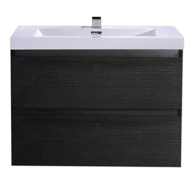 Ensemble de meuble-lavabo simple mural Ninel 30, Noir riche
