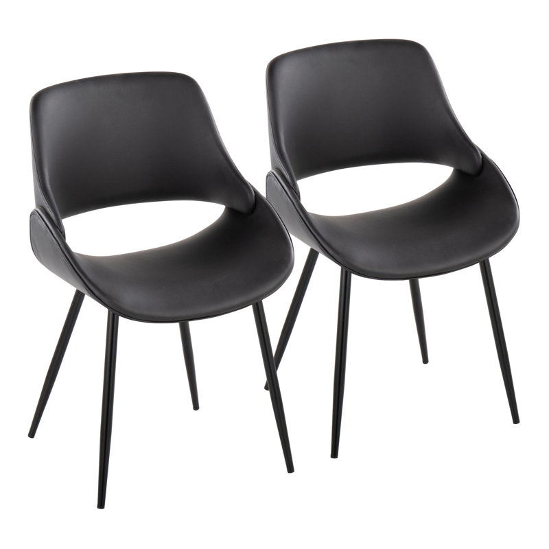 Chaise d'appoint rembourrée en similicuir Najrin, Noir, Crème