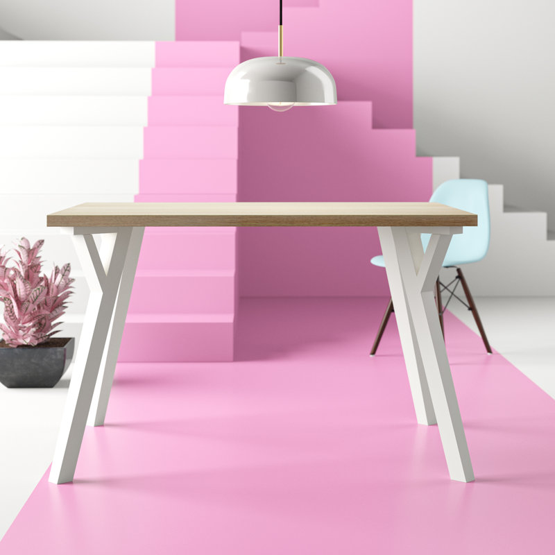 Keyiona Solid Wood Base Dining Table, Natural, White