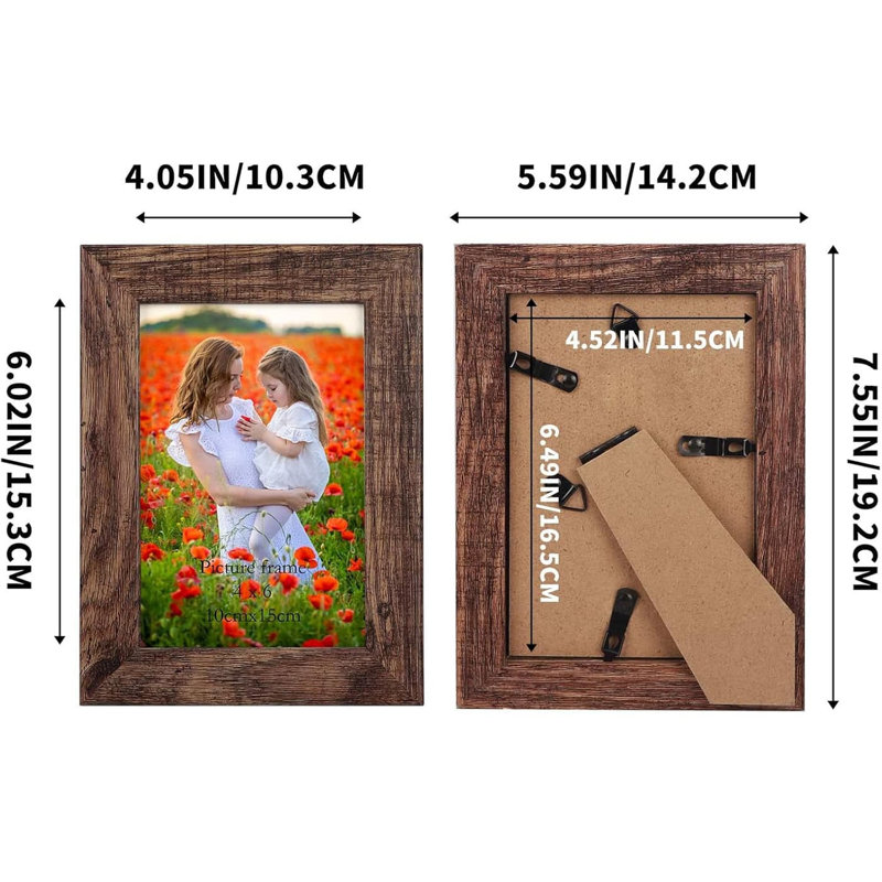 7 Pack 5"x7" Picture Frames - Wall & Tabletop Display for 5"x7" Photos, Brown
