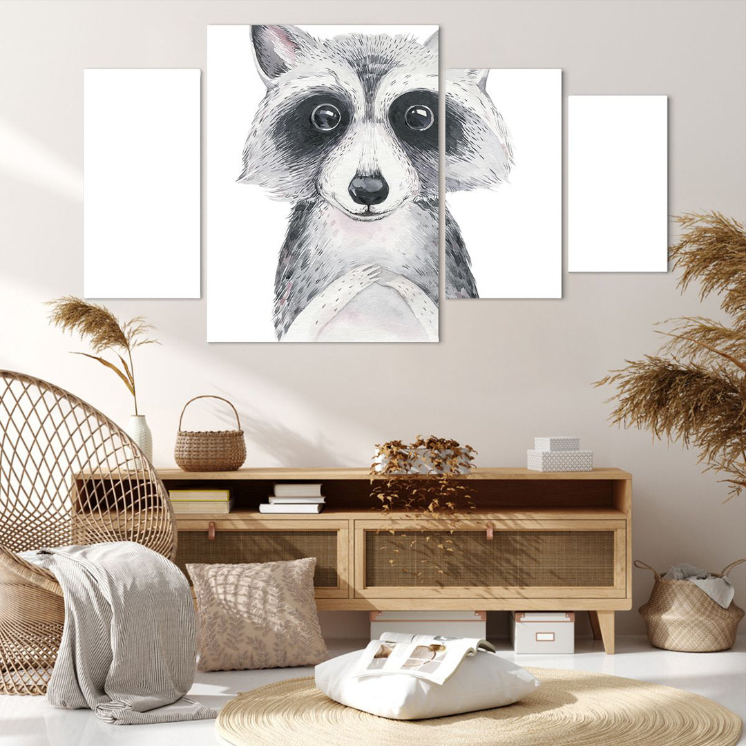 4-tlg. Leinwandbilder-Set Raccoon Picture Children's