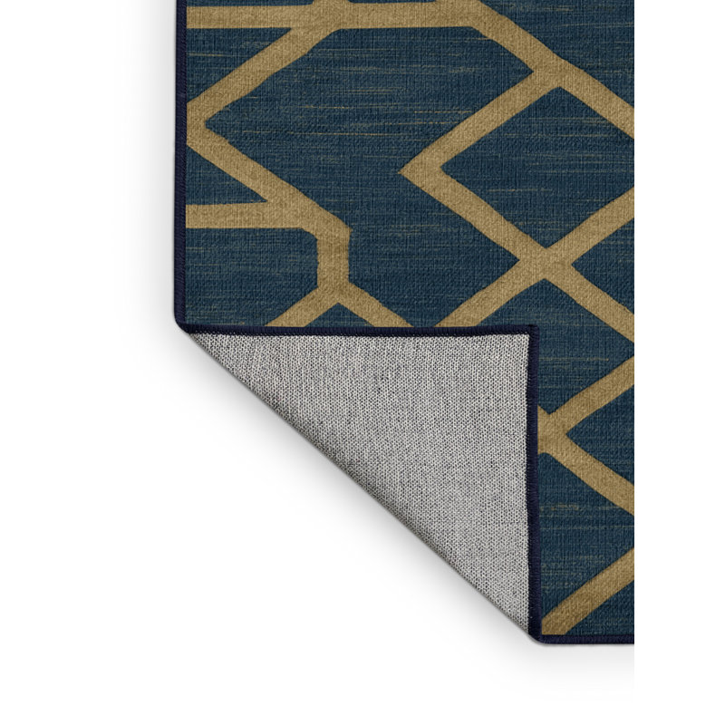 Tapis gris en treillis lavable à la machine, Rond 8 pi