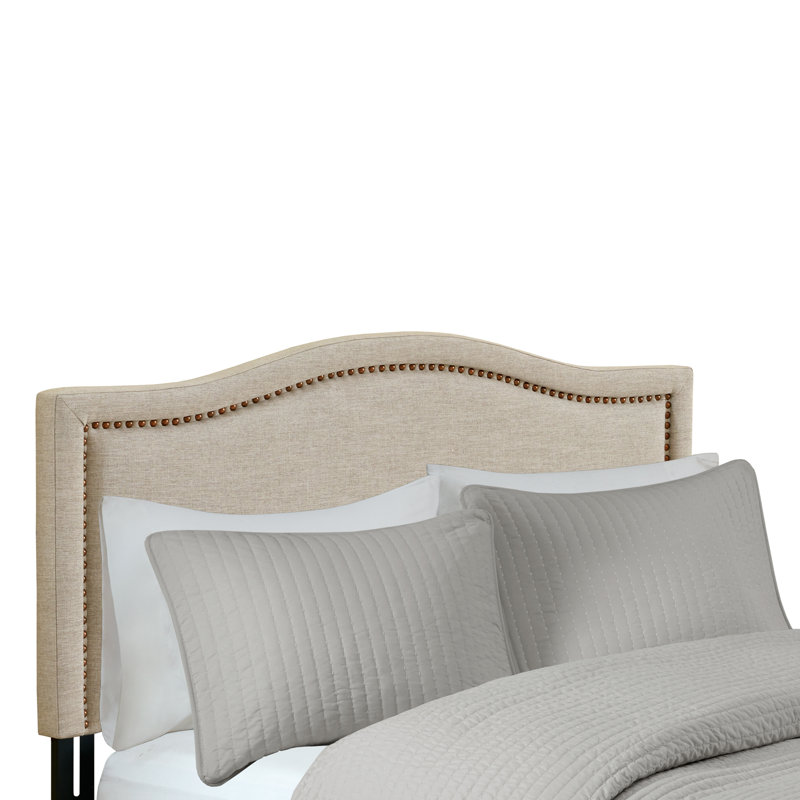 Clouchete Nadine Upholstered Nailhead Headboard, Queen, Natural