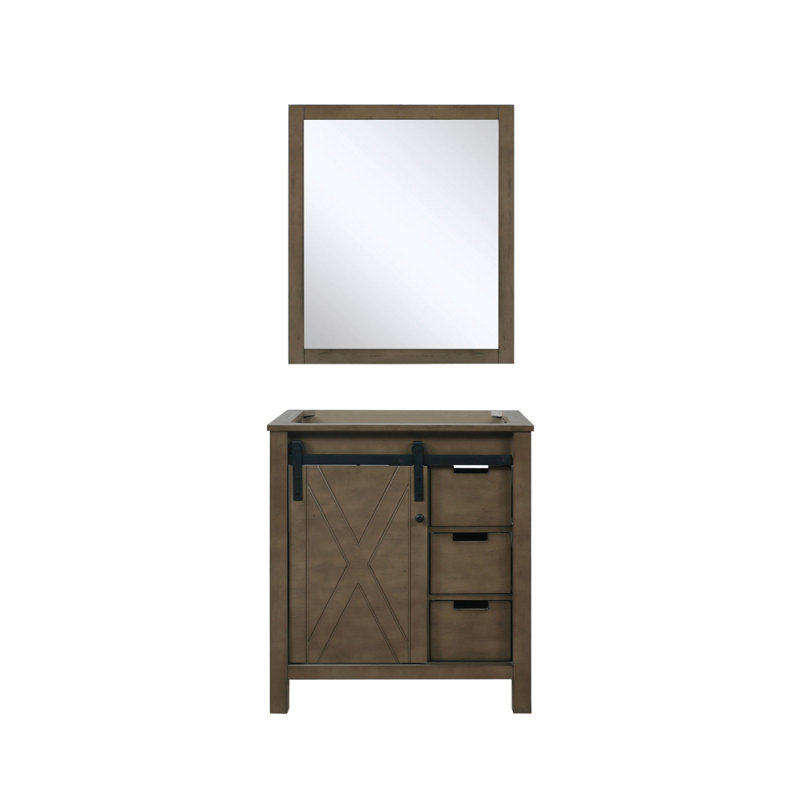 Meuble-lavabo brun rustique 30 po X P 22 po D et 28 po Miroir, Brun rustique