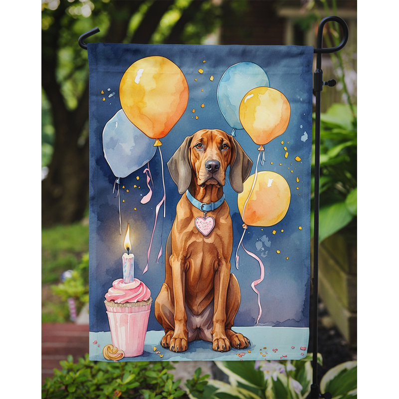 Drapeau de jardin «Happy Birthday», Redbone Coonhound