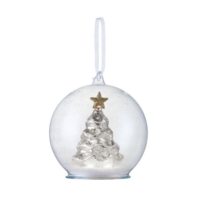 5.5" Mercury Glass Tree Globe Ornament