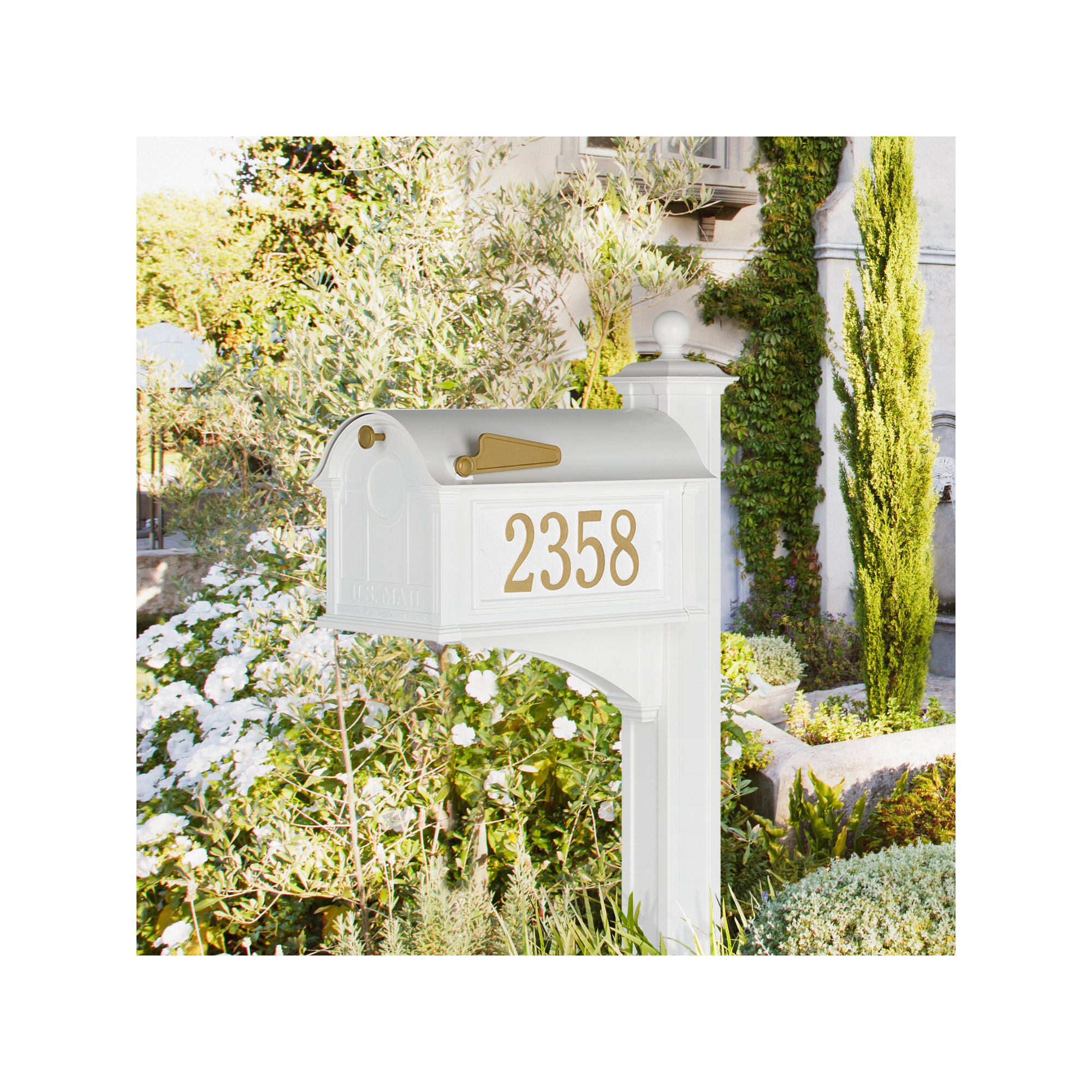 Balmoral Post Mounted Mailbox, White, Yes