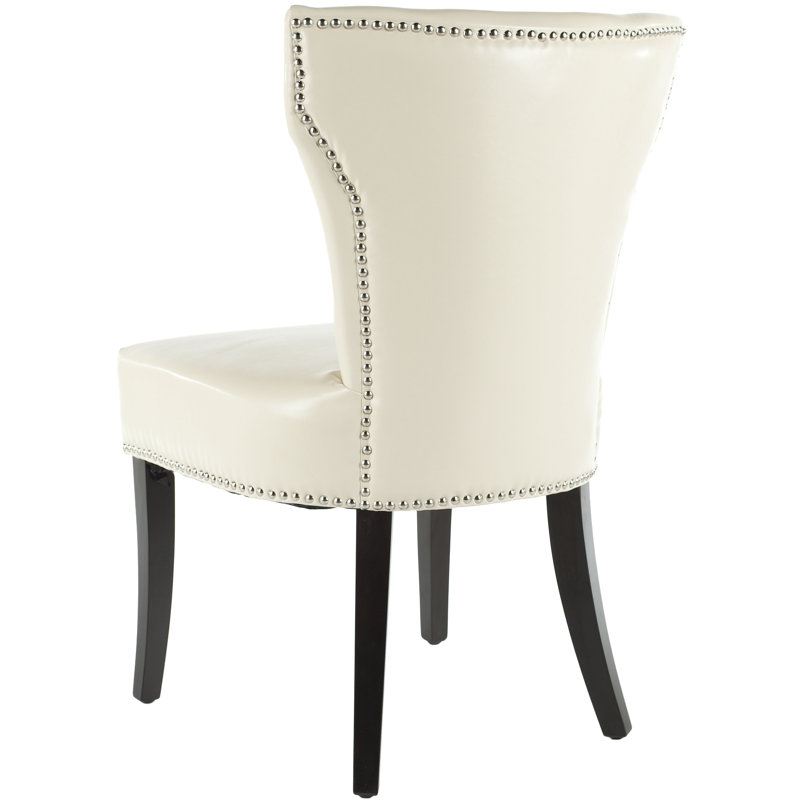 Jappic 21.7'' H Cotton Upholstered Parsons Chair, Flat Cream Faux Leather