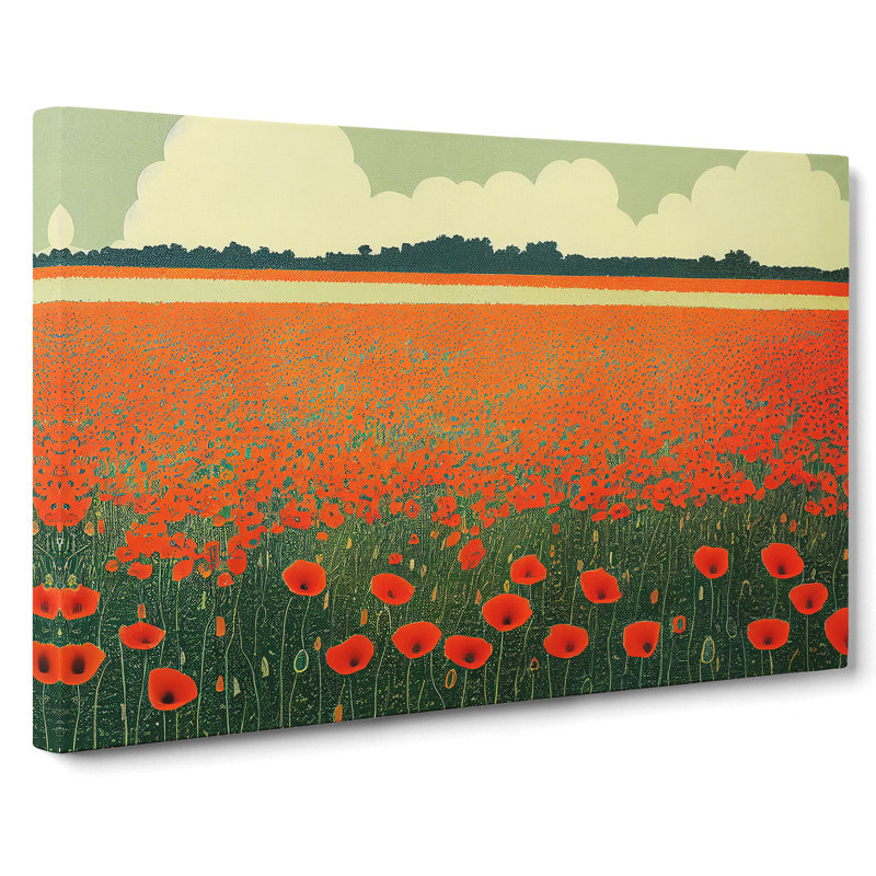 Tantalising Poppy Field Flowers - Wrapped Canvas Print, 35cm H x 50cm W x 3cm D