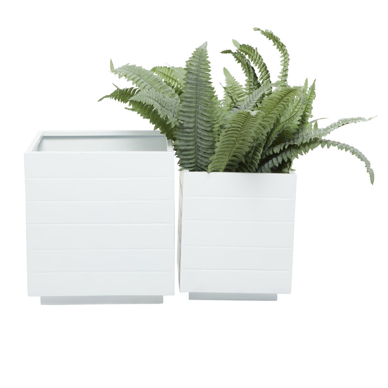Ensemble de boîtes à fleurs 2 pièces, Blanc, H 14,5 po x l 13,7 po x P 13,75 po