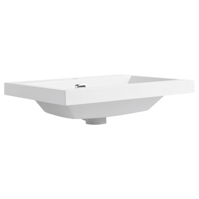 Lavabo de salle de bain en résine brillante de 24 po, blanc révélateur et moderne, offrant une option élégante
