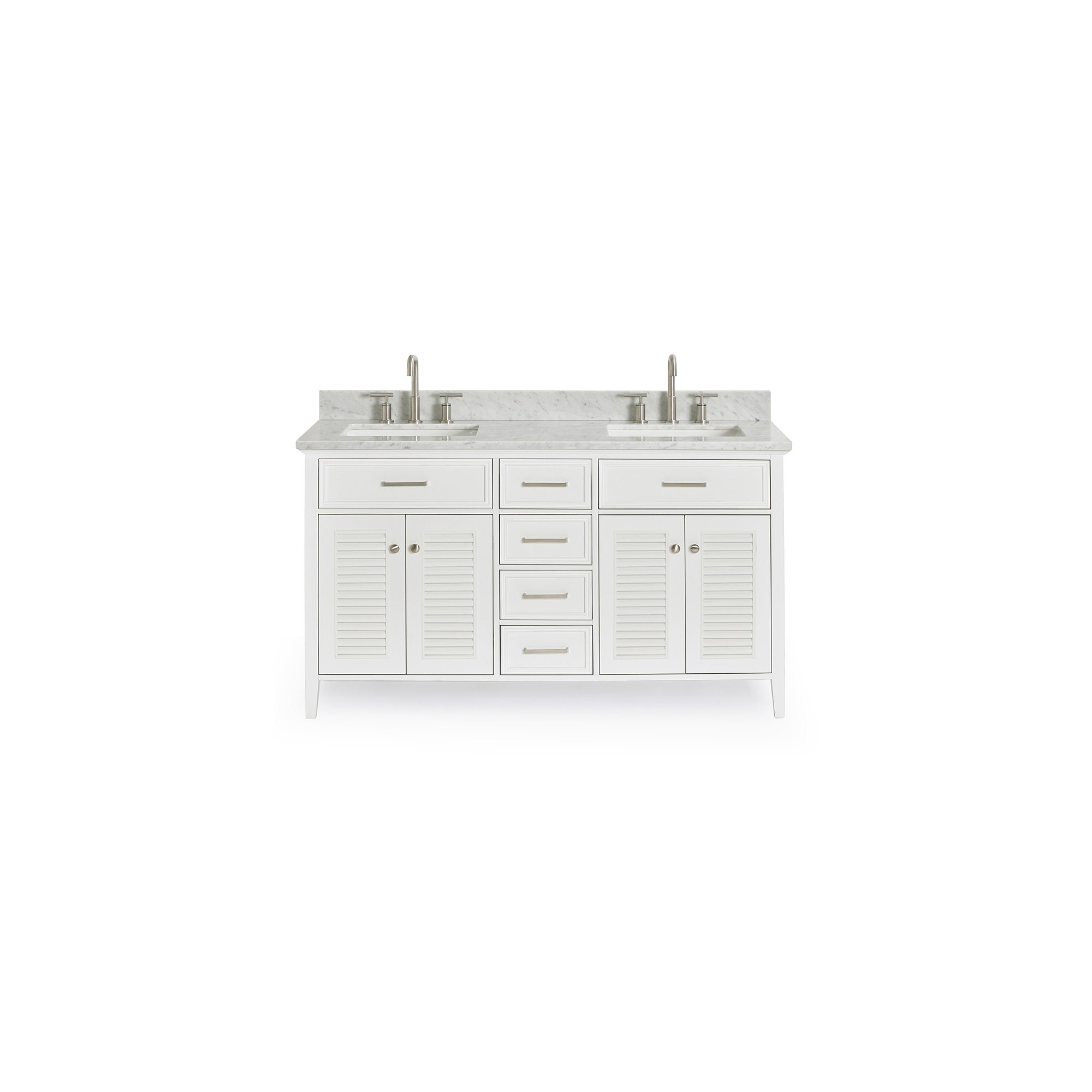 73'' Double Bathroom Vanity, 61", White, Rectangular