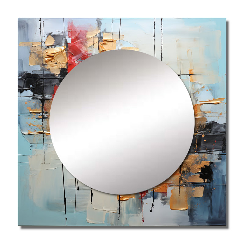 Natja - Miroir carré abstrait mural pour chambre à coucher, 23 po x 23 po