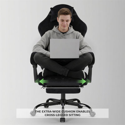 Ergonomic Gaming Chair Massage Lumbar Support Swivel Height Adjustable Headrest Backrest Black