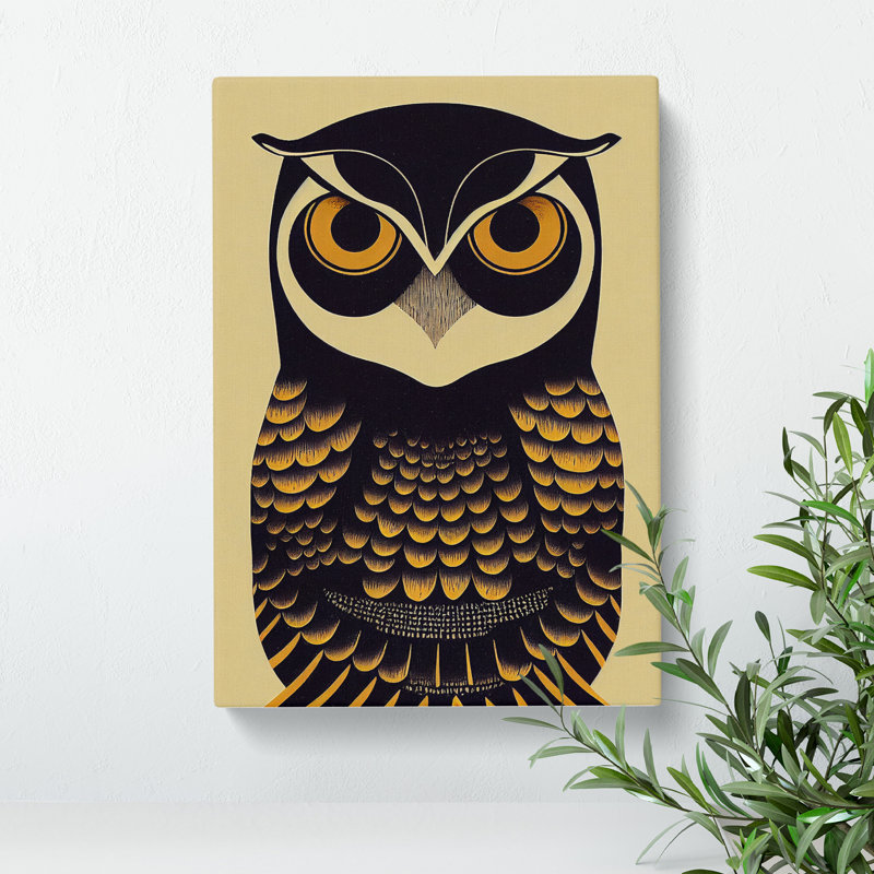 Antique Owl Art No.3 - Wrapped Canvas Print, 60cm H x 40cm W x 3cm D