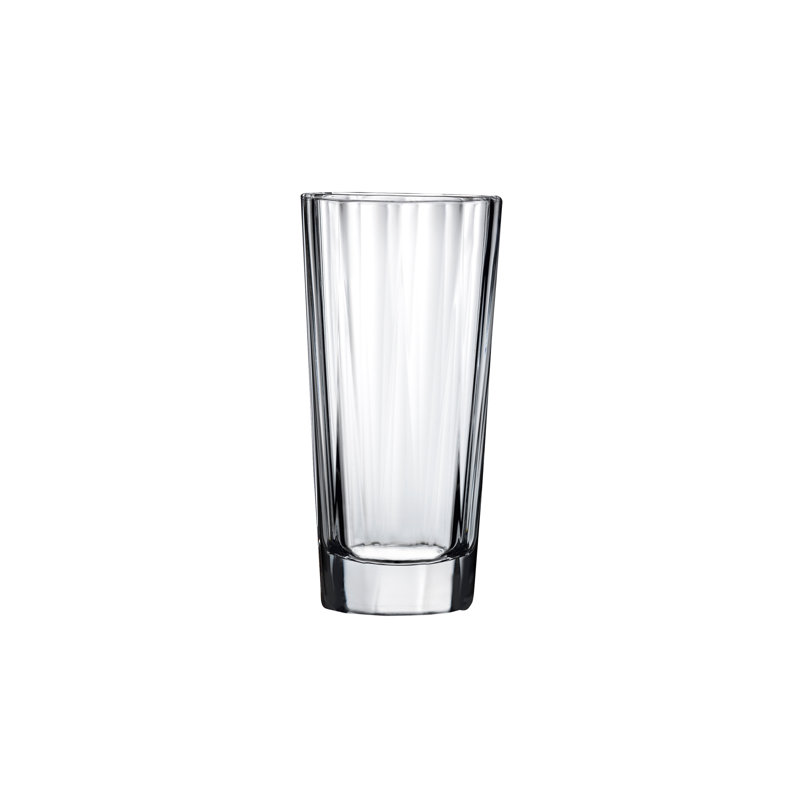 Clear Lead-Free Crystal Highball Glass Set with Ridges, 4-Piece