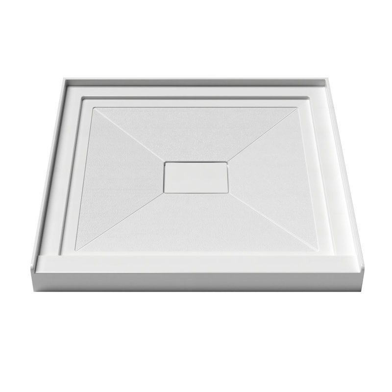 Base de douche carrée en acrylique 36 "x 36" avec drain central, conception à seuil simple, blanc (drain non inclus)
