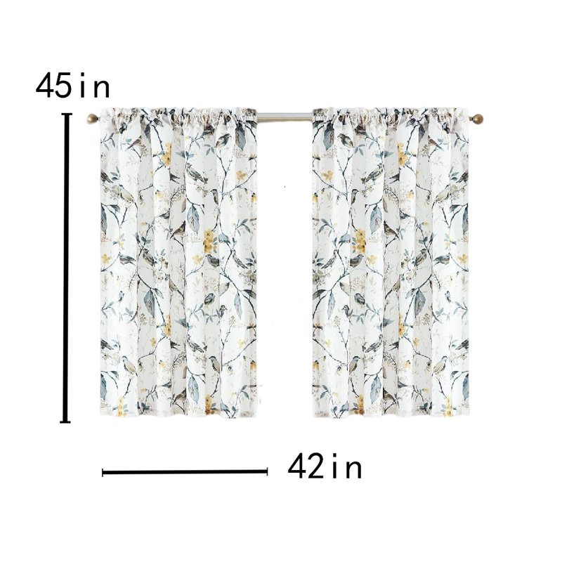 Gray Polyester Tier Window Curtains Set of 2