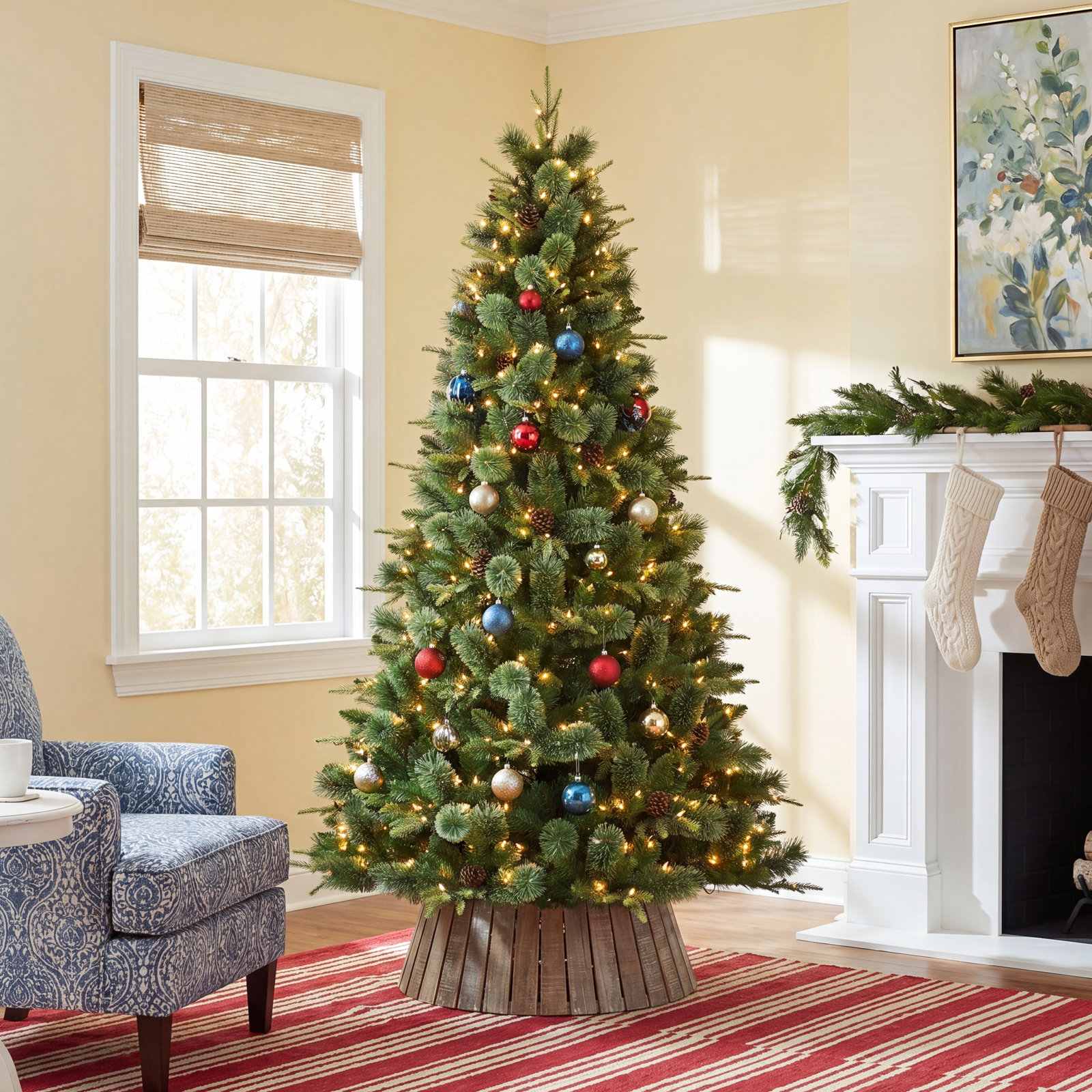 90' Lighted Artificial Pine Christmas Tree