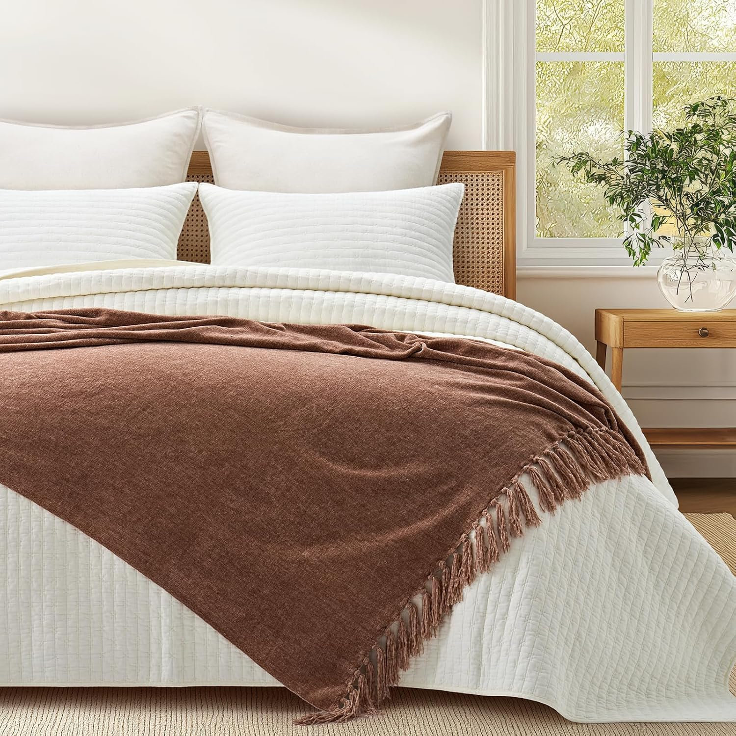 Soft Chenille Throw Blanket, Clay, 60" L x 50" W